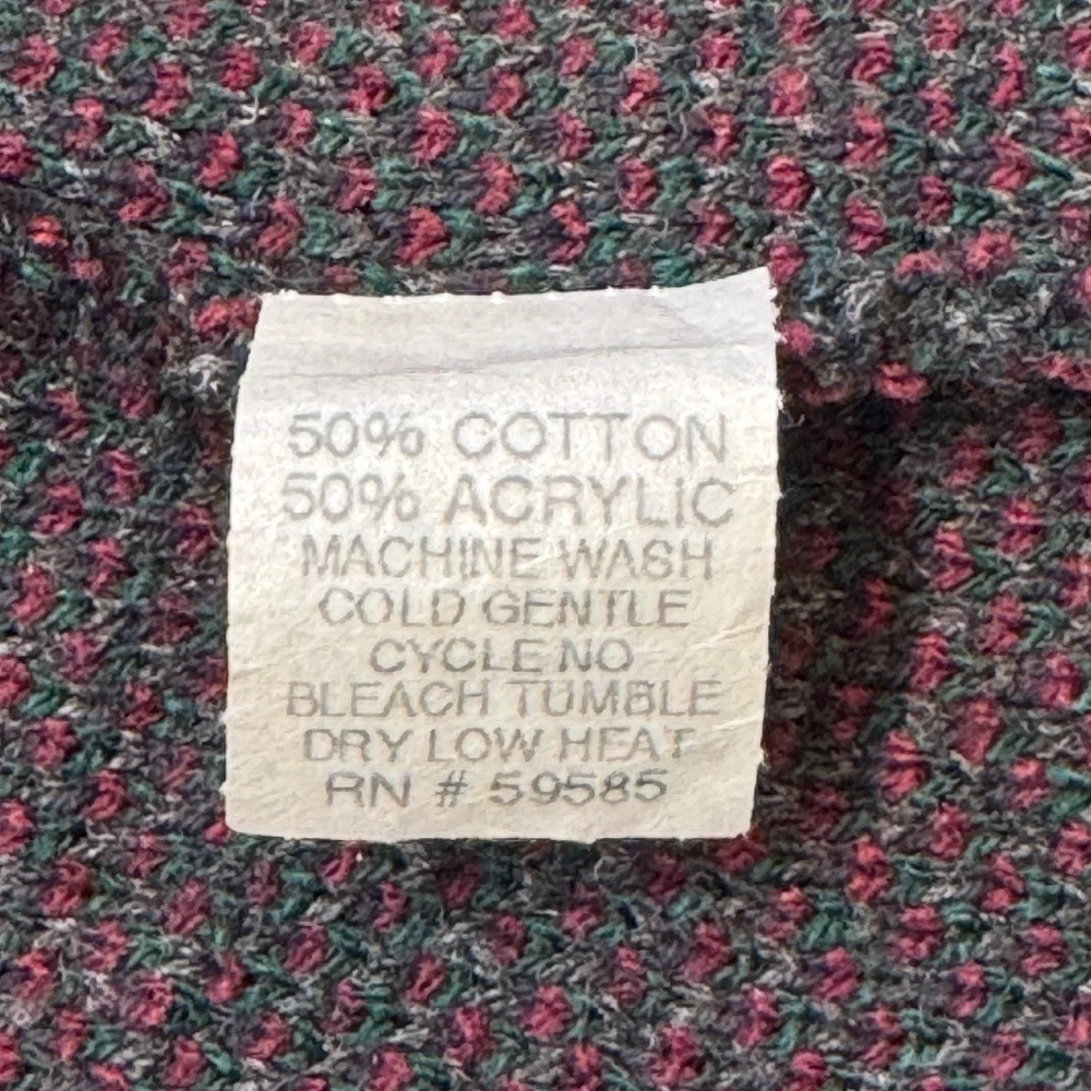 VTG 90s‎ Arcadia Sweater Mens L Blue Red Green Plaid Knit Made in USA Crewneck